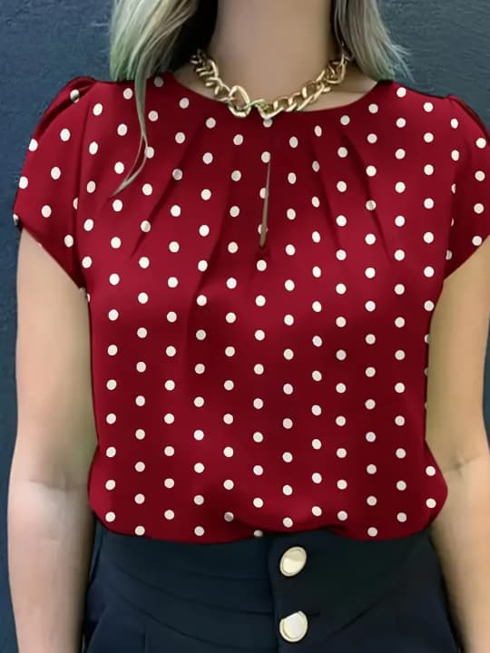 Elegant Polka Dot Print Women'S Shirt